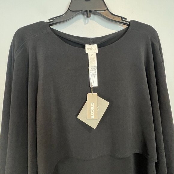 Chicos Small Black Dress Convertible Wear 3 Way Styling Solid Cape NWT $119 - Picture 2 of 13